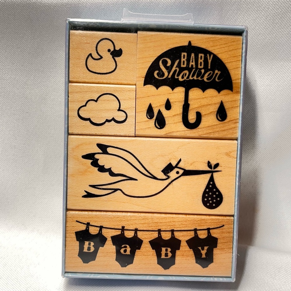 Inkadinkado Baby Shower Mounted Stamp Set 3.25-Inch x 4.75-Inch